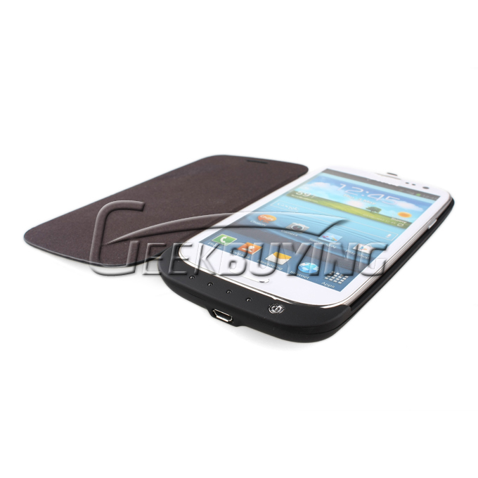 3200mAh External Backup Battery Charger Case with Protective Leather Cover for Samsung GALAXY S III S3(i9300) Black