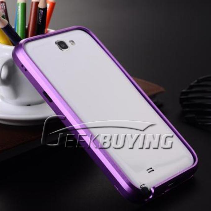 Fashion Aluminum Metal Frame Protective Bumper Case Cover for Samsung N7100 Galaxy Note 2 Purple