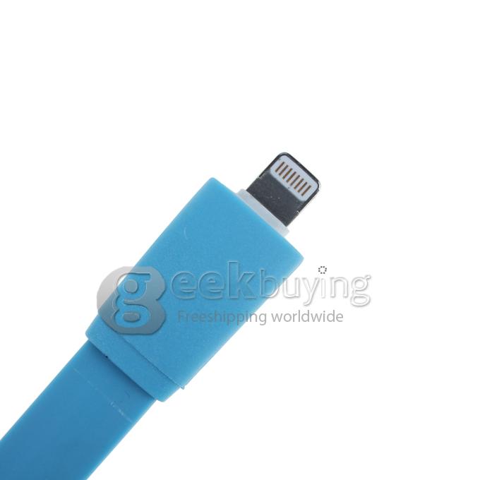 Brand New 1m 8 Pin USB Fat Noodle Sync Data Charger Cable for iPhone 6/6 Plus/5S/5C/5 /iPod /iPad Mini /iPad 4/iPod Touch 5 - Blue