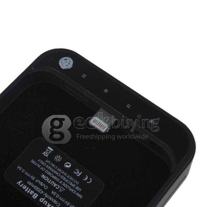 4200mAh External Backup Battery Charger Case Power Bank for iPhone 5S 5 - Black
