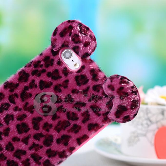 New Cute Leopard Fur Mouse Mink Tail Soft Ptotective Jelly Case Silicone Cover For iPhone 5S 5 - Rose