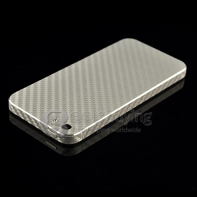 New Fashion Full Body Wrap Carbon Fibre Skin Sticker Vinyl Decal for iPhone 5S 5 - Silver