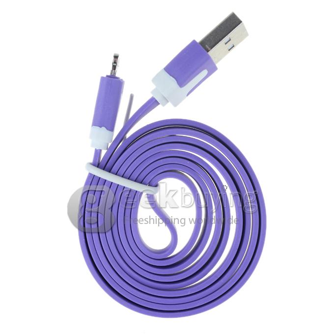 Brand New 8 Pin USB Little Noodle Sync Data Charger Cable for iPhone 6/6 Plus/5S/5C/5 /iPod /iPad Mini /iPad 4/iPod Touch 5 - Purple