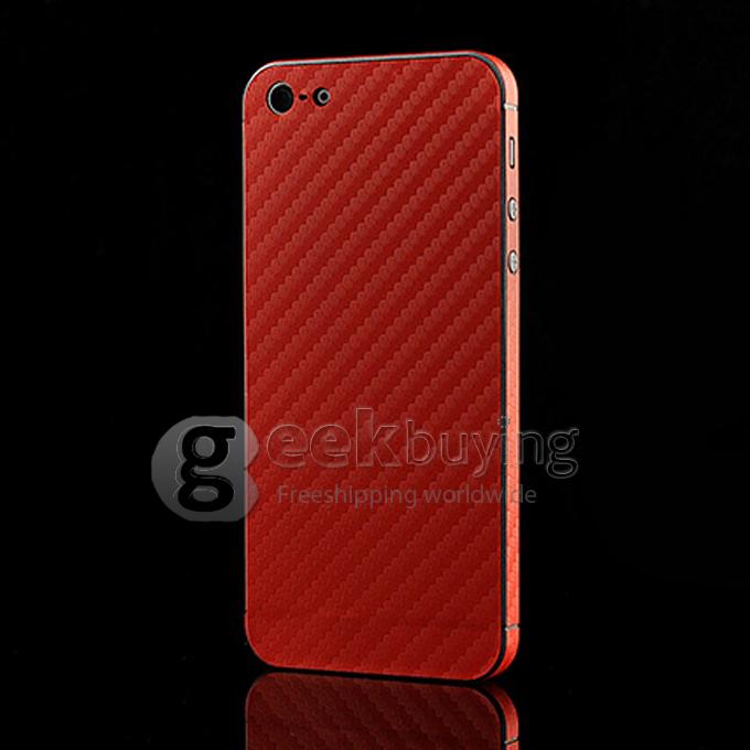 New Fashion Full Body Wrap Carbon Fibre Skin Sticker Vinyl Decal for iPhone 5S 5 - Red