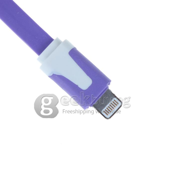 Brand New 8 Pin USB Little Noodle Sync Data Charger Cable for iPhone 6/6 Plus/5S/5C/5 /iPod /iPad Mini /iPad 4/iPod Touch 5 - Purple