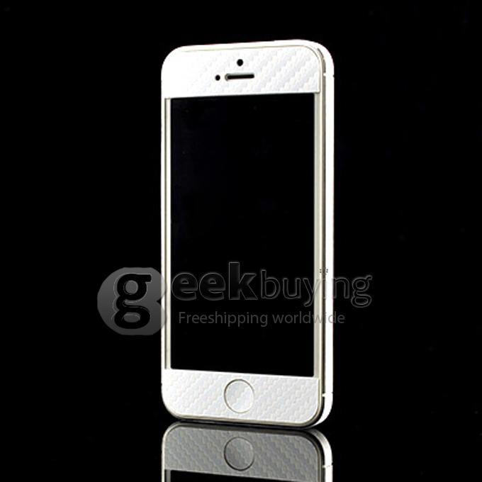 New Fashion Full Body Wrap Carbon Fibre Skin Sticker Vinyl Decal for iPhone 5S 5 - Silver
