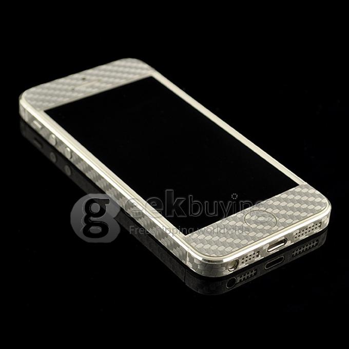 New Fashion Full Body Wrap Carbon Fibre Skin Sticker Vinyl Decal for iPhone 5S 5 - Silver