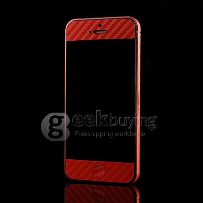New Fashion Full Body Wrap Carbon Fibre Skin Sticker Vinyl Decal for iPhone 5S 5 - Red