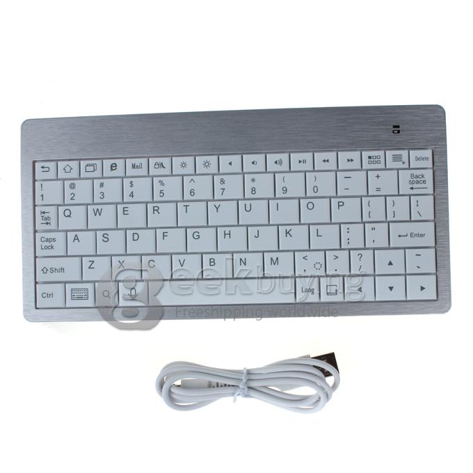 7 inch Aluminum Rechargeable Bluetooth Wireless Mini Slim Keyboard For Android Tablet PC White