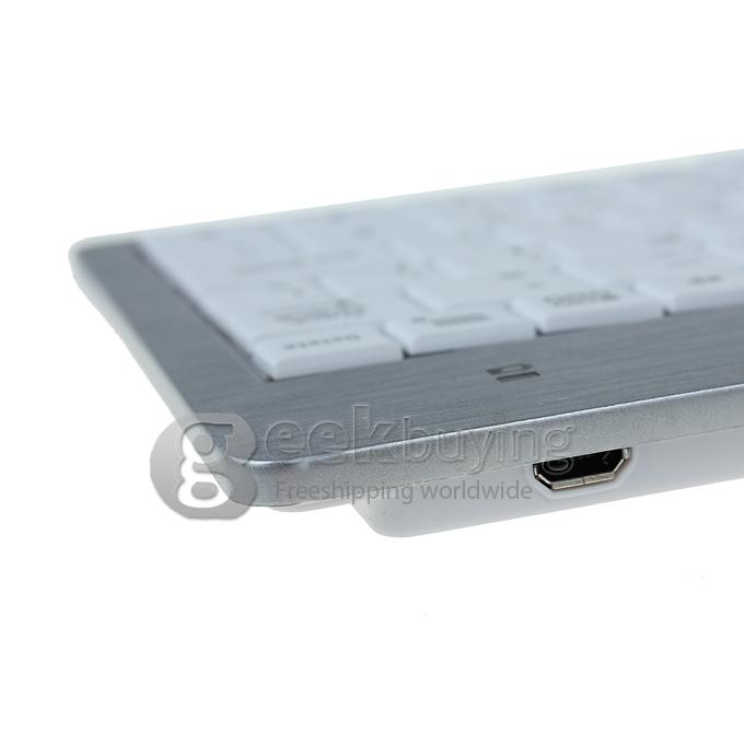 7 inch Aluminum Rechargeable Bluetooth Wireless Mini Slim Keyboard For Android Tablet PC White