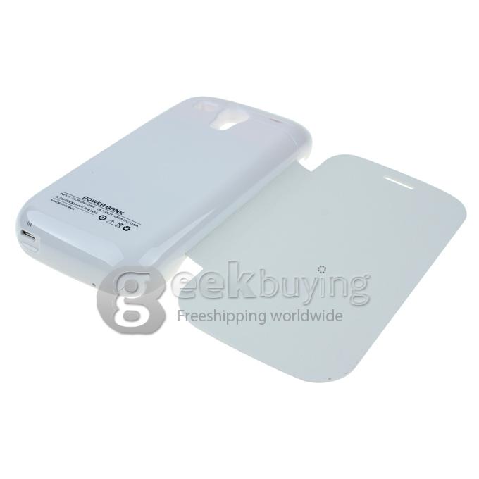 2000mAh External Backup Battery Charger Case with Leather Cover for Samsung GALAXY S III mini(i8190) White