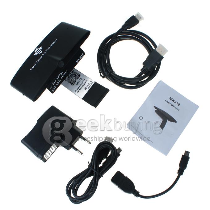 US Plug MK818 MK818B RK3066 Dual Core Mini PC TV Box Android 4.1 OS 1G RAM 8G With Built-in Camera Mic RJ45 HDMI 3.5mm Jack