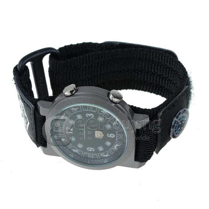 TVG Fashionable Waterproof LED Sports with Compass Watch for Men - Black