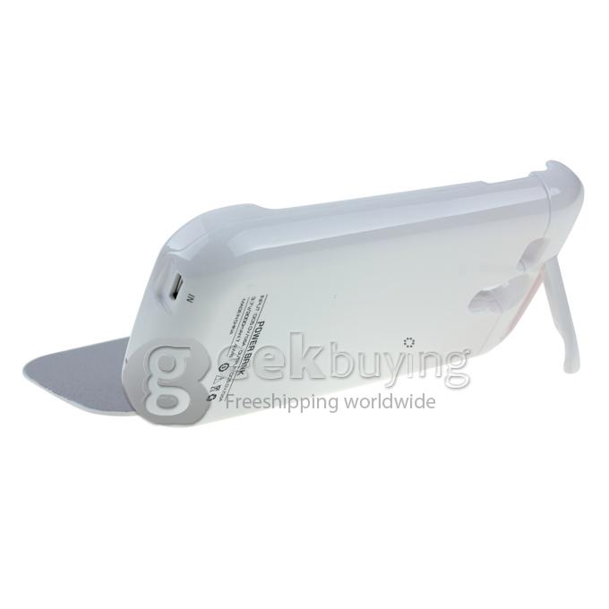 2000mAh External Backup Battery Charger Case with Leather Cover for Samsung GALAXY S III mini(i8190) White