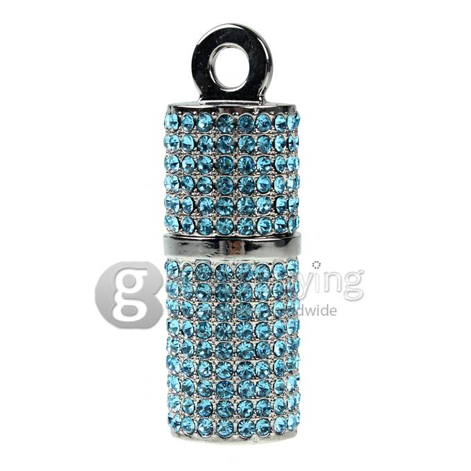 16GB Exquisite Cylindrical Shaped Rhinestones USB 2.0 Flash Drive Memory Stick U Disk with Neck Chain