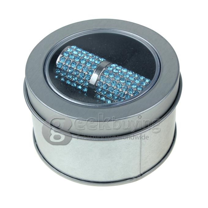 16GB Exquisite Cylindrical Shaped Rhinestones USB 2.0 Flash Drive Memory Stick U Disk with Neck Chain