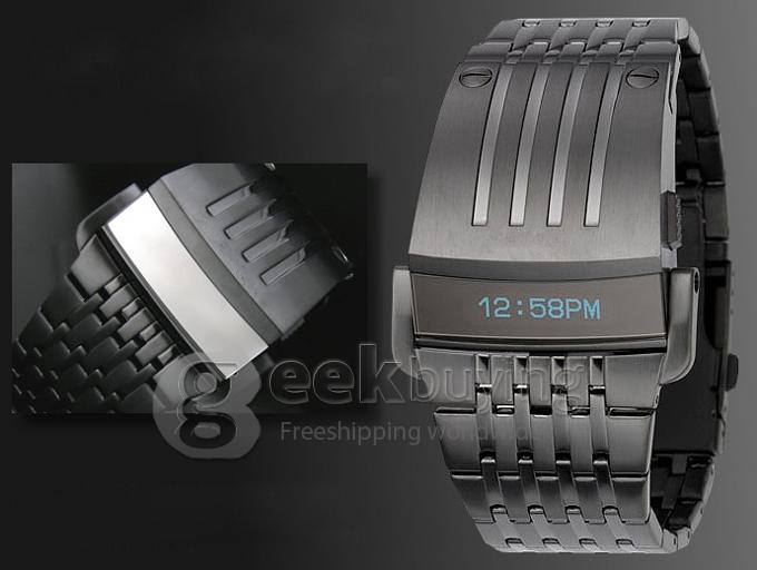 New Special Iron Man Style Men's Fashion Creative Concept Robot Electronic Digital OLED Wrist Watch Black