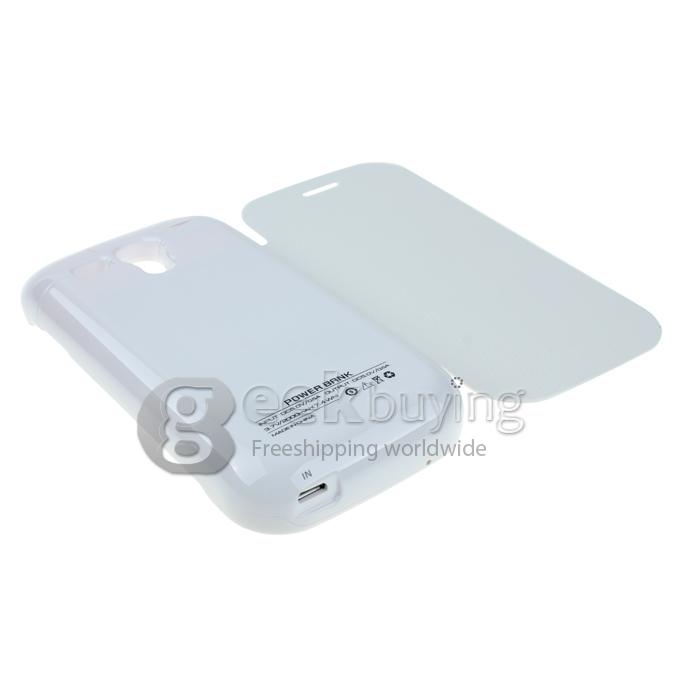 2000mAh External Backup Battery Charger Case with Leather Cover for Samsung GALAXY S III mini(i8190) White