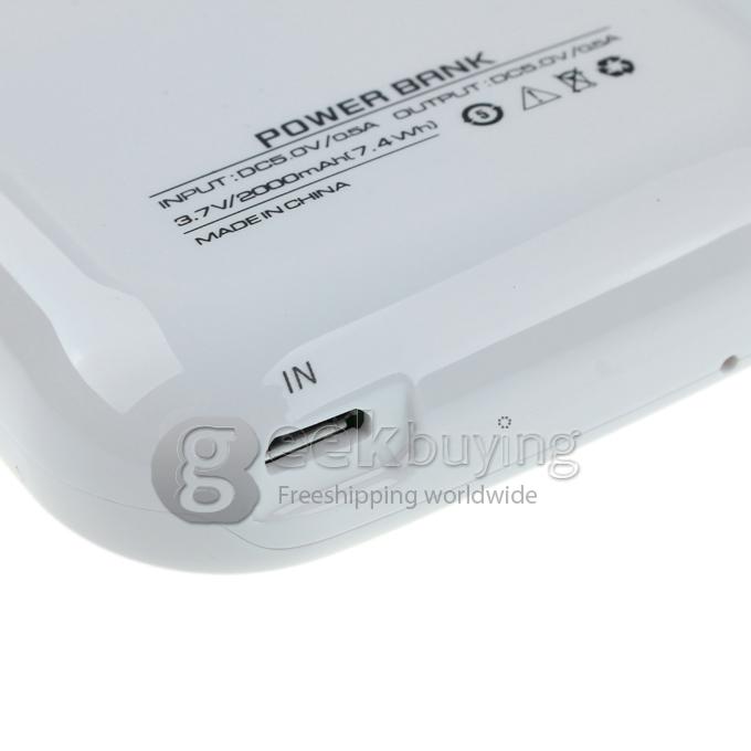 2000mAh External Backup Battery Charger Case with Leather Cover for Samsung GALAXY S III mini(i8190) White