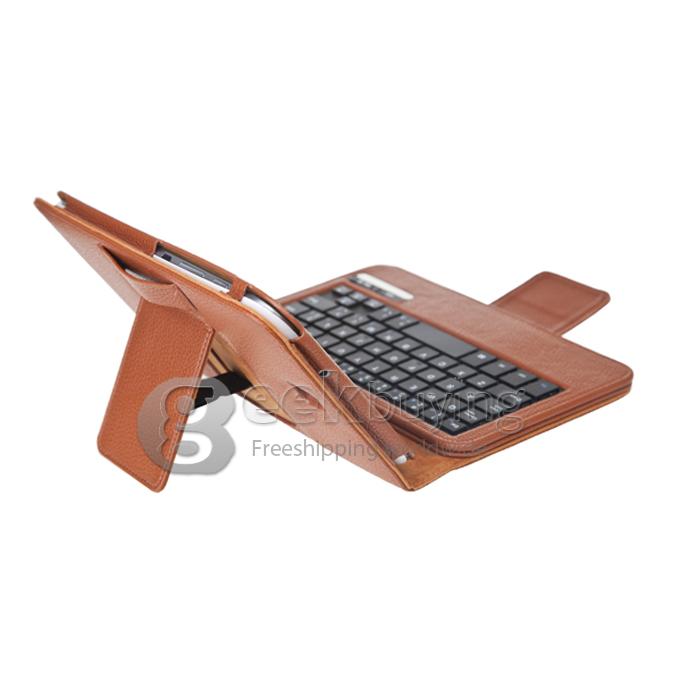 New Wireless Bluetooth/Wireless Detachable Keyboard Leather Case With Holder For Samsung N5100 Galaxy Note 8.0-Brown