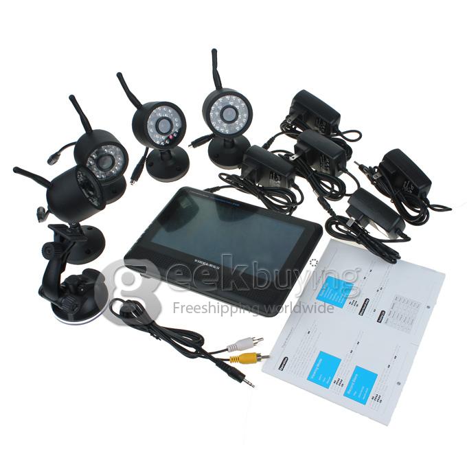 7 Inch HD LCD Screen 4CH Digital Wireless Night Vision Camera Office/Baby Monitor DVR Monitoring System