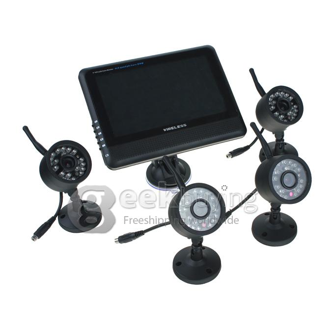 7 Inch HD LCD Screen 4CH Digital Wireless Night Vision Camera Office/Baby Monitor DVR Monitoring System