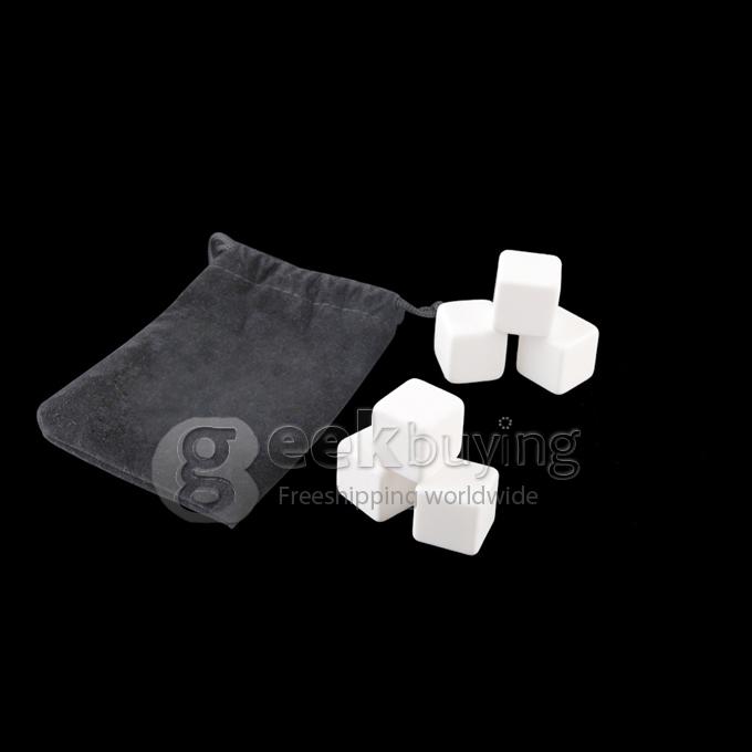 Teroforma's Whiskey Stones Ceramic Stone Ice Cubes Wine Bev Chillers 6pcs/sets