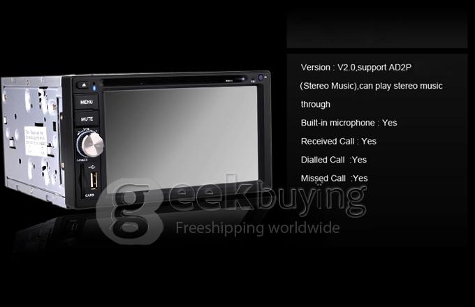 6.2 Inch 16:9 HD Digital Screen 800*480 2Din Fixed Panel Design Car DVD Player(,FM,Bluetooth,AV,TV,For IPOD,MP3)