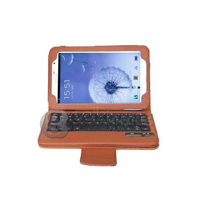 New Wireless Bluetooth/Wireless Detachable Keyboard Leather Case With Holder For Samsung N5100 Galaxy Note 8.0-Brown
