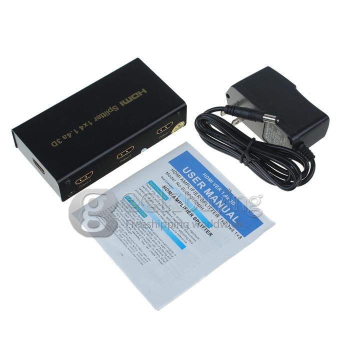 4 Port 1080P Video HDMI Splitter Switch Switcher HDMI 1.4a for HDTV TV DVD PS3