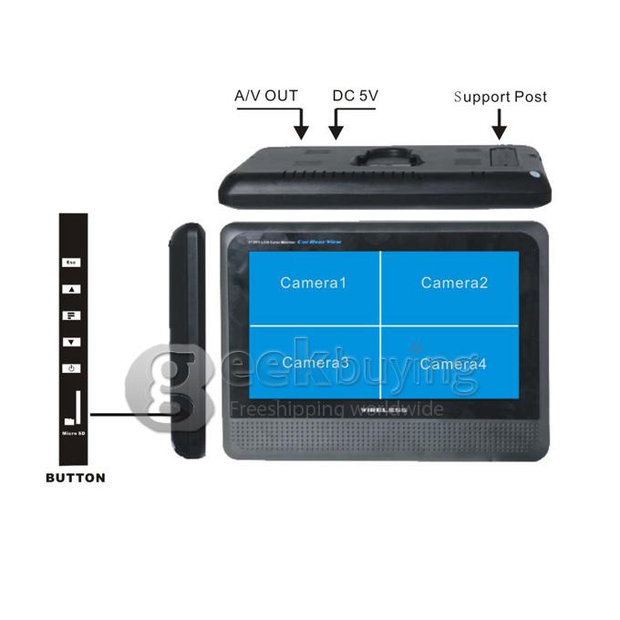 7 Inch HD LCD Screen 4CH Digital Wireless Night Vision Camera Office/Baby Monitor DVR Monitoring System