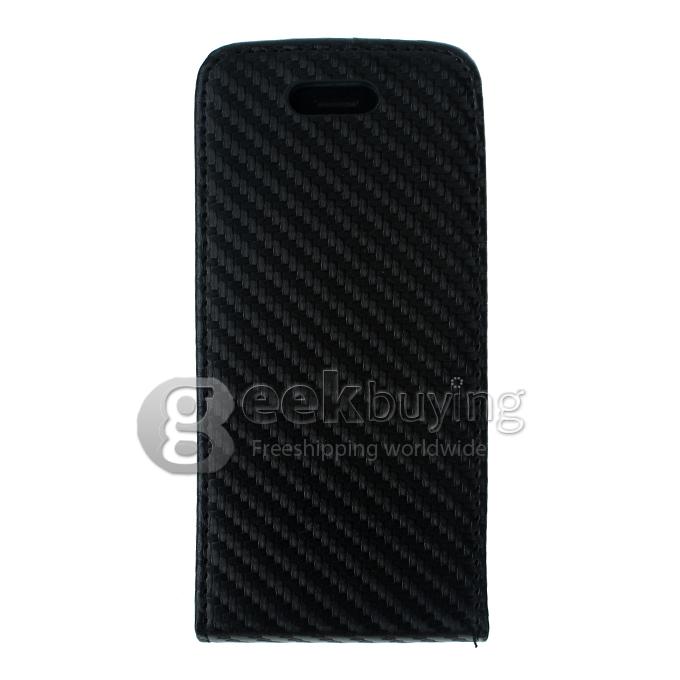 Straw Mat Linesfor Flip Genuine Leather Case for Apple iPhone 5 - Black