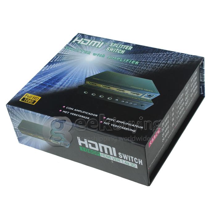 4 Port 1080P Video HDMI Splitter Switch Switcher HDMI 1.4a for HDTV TV DVD PS3
