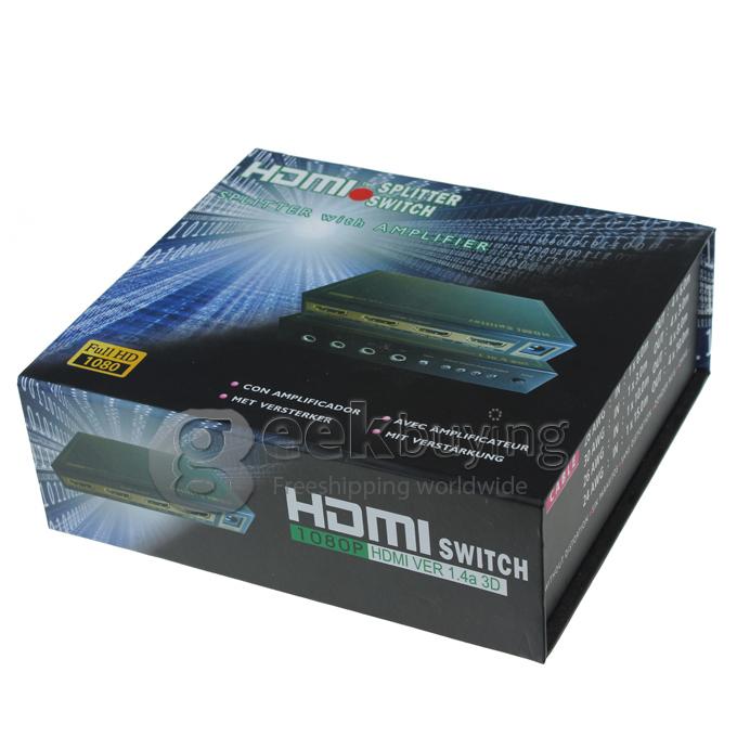 2 Port 1080P Video HDMI Switcher Switch Splitter with IR Remote Splitter Box HDMI 1.4a for HDTV TV DVD PS3