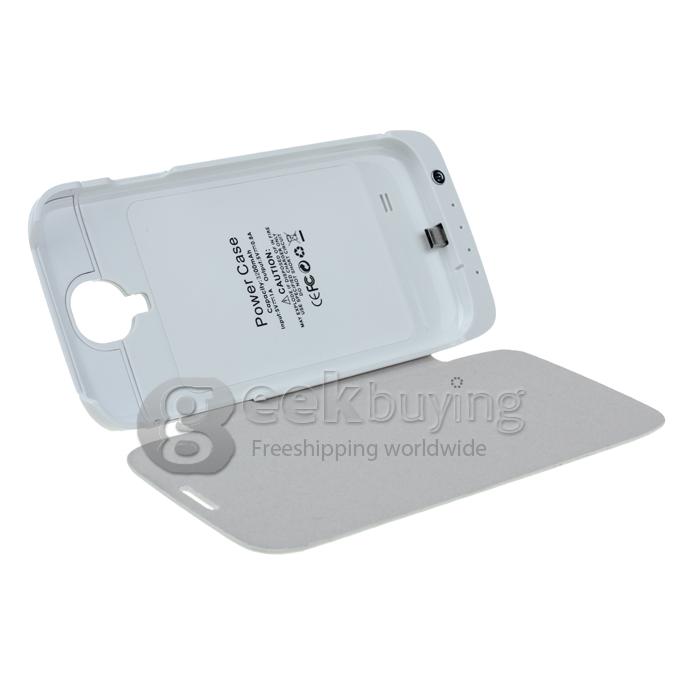 High Quality 3200mAh Power Bank Backup Battery Case Cove with Bracket & Four Light Indicators for Samsung Galaxy S4 i9500-White