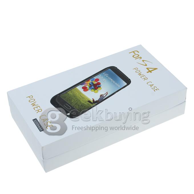 High Quality 3200mAh Power Bank Backup Battery Case Cove with Bracket & Four Light Indicators for Samsung Galaxy S4 i9500-White