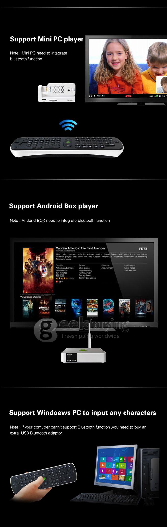 Measy RC16 Bluetooth 3.0 Wireless Air Mouse and Keyborad for TV BOX Dongle HDD Player Android Tablet MAC
