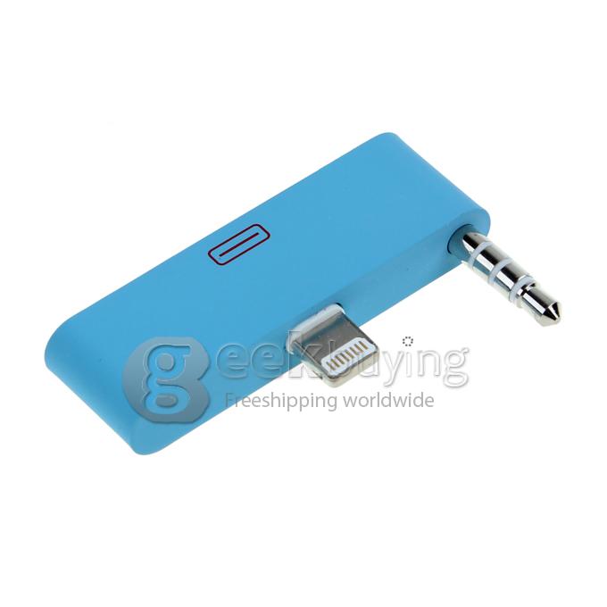 Portable Converter Data/Charger/Audio Adapter 8 pin to 30 pin for iPhone 5S 5C 5 /iPod Touch 5 - Blue
