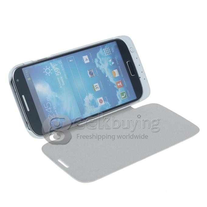 High Quality 3200mAh Power Bank Backup Battery Case Cove with Bracket & Four Light Indicators for Samsung Galaxy S4 i9500-White