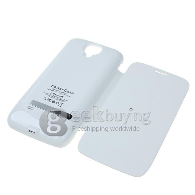 High Quality 3200mAh Power Bank Backup Battery Case Cove with Bracket & Four Light Indicators for Samsung Galaxy S4 i9500-White