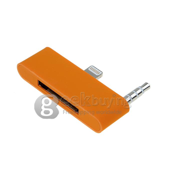 Portable Converter Data/Charger/Audio Adapter for iPhone 5S 5C 5 /iPod Touch 5 - Orange