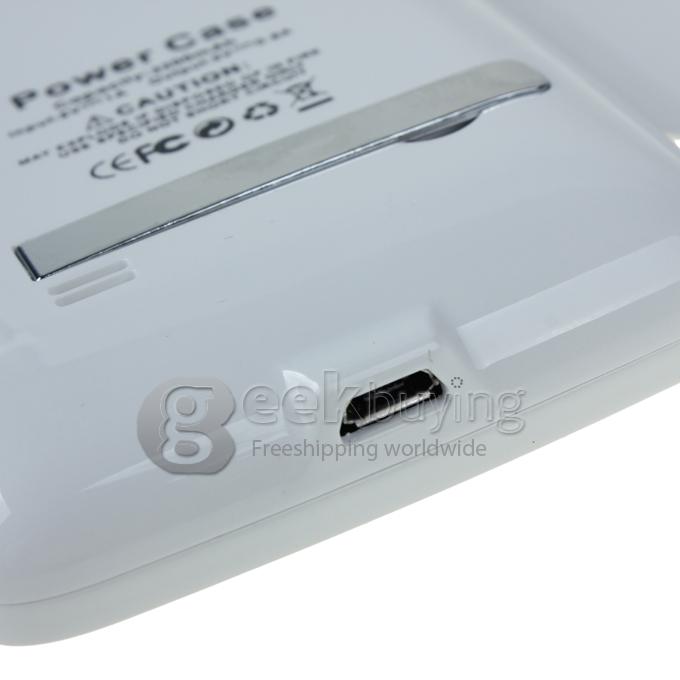 High Quality 3200mAh Power Bank Backup Battery Case Cove with Bracket & Four Light Indicators for Samsung Galaxy S4 i9500-White