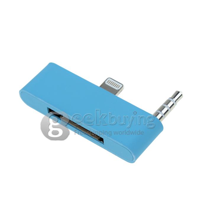 Portable Converter Data/Charger/Audio Adapter 8 pin to 30 pin for iPhone 5S 5C 5 /iPod Touch 5 - Blue