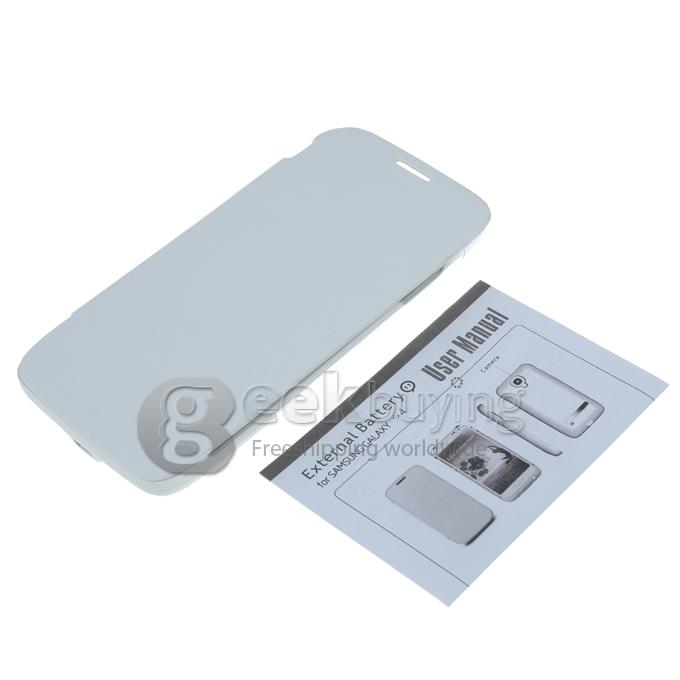 High Quality 3200mAh Power Bank Backup Battery Case Cove with Bracket & Four Light Indicators for Samsung Galaxy S4 i9500-White