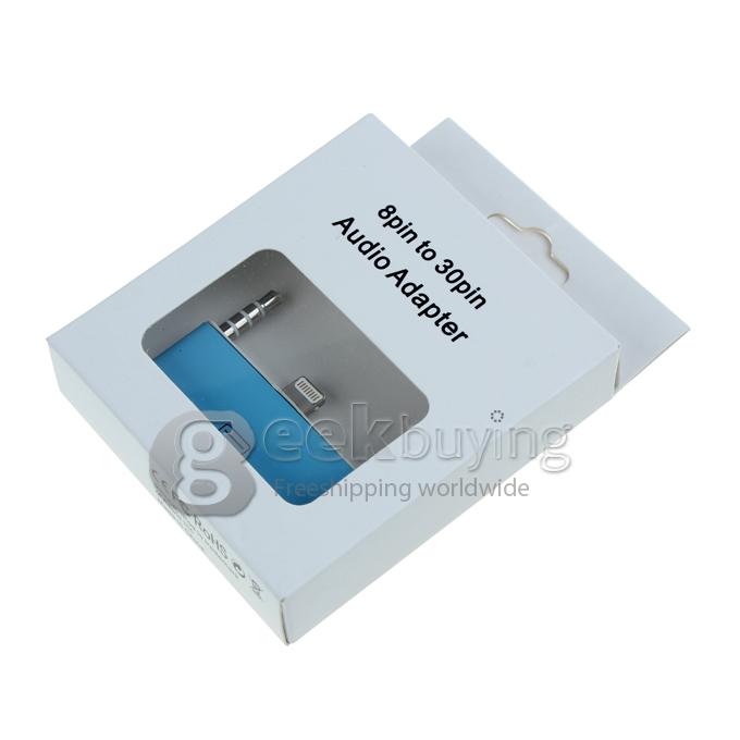 Portable Converter Data/Charger/Audio Adapter 8 pin to 30 pin for iPhone 5S 5C 5 /iPod Touch 5 - Blue