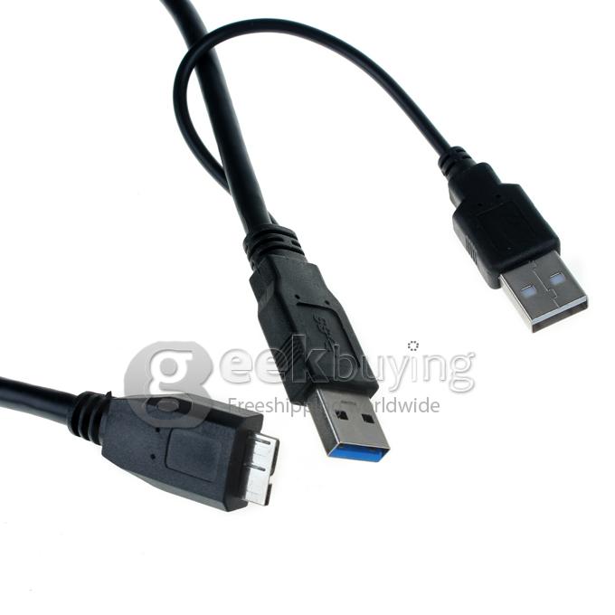 2 Feet Black USB 3.0 A Male to Micro-B Y Cable for Mobile Hard Drive HDD