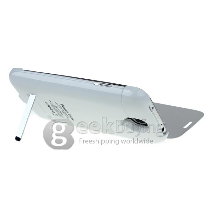 High Quality 3200mAh Power Bank Backup Battery Case Cove with Bracket & Four Light Indicators for Samsung Galaxy S4 i9500-White