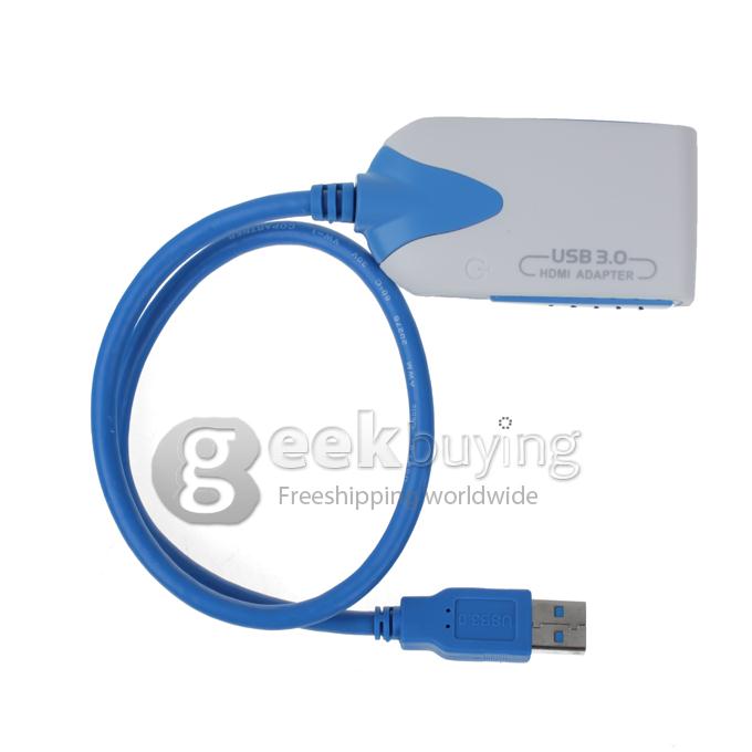 USB 3.0 Male to HDMI Female Display Adapter (Blue + White)