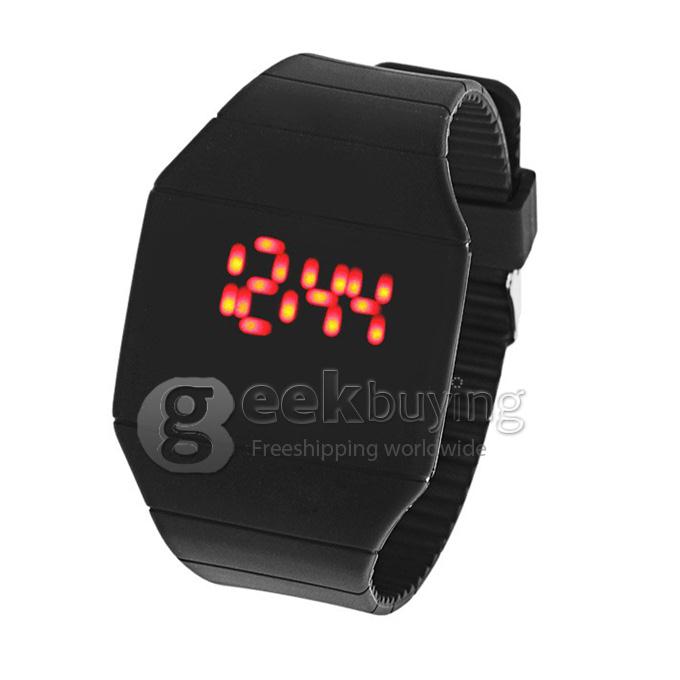 Makibes 10 pcs Colorful Touch Screen LED Watch with Red Light Rectangle Dial and Silicon Band