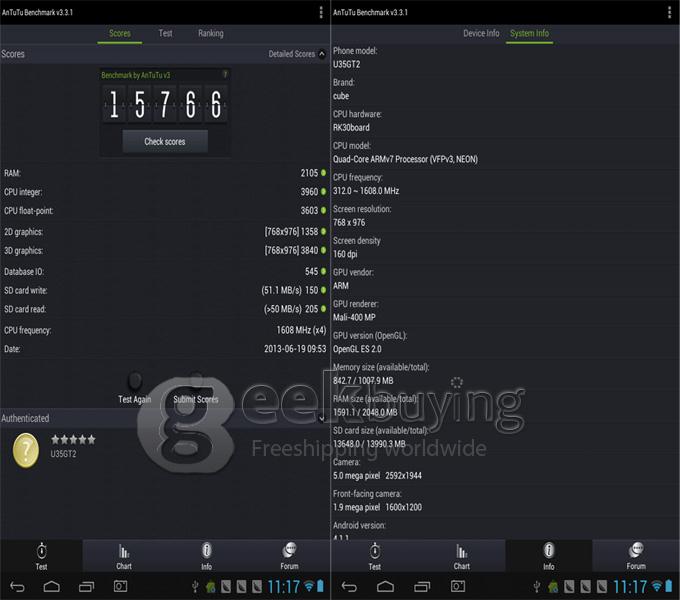 Cube U35GT2 Android 4.1 RK3188 Quad Core 1.8Ghz CPU 7.9 inch Tablet PC IPS Capacitive Touch Screen 2GB/16GB Bluetooth